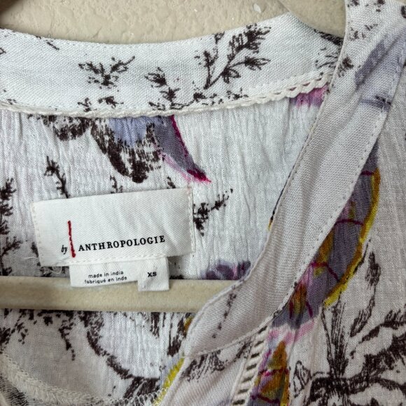 Anthropologie Nia Boho Floral Tunic Button Front Top - Picture 3 of 13